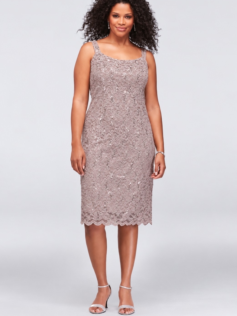 SLNY Sheath Dress Shift Sequin Lace Size 14 Petite